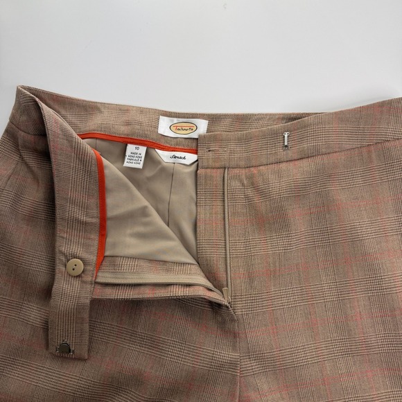 Talbots Womens Sz 10 Wool Blend Plaid Trousers Brown/Tan Stretch Dress Pants VTG - Picture 6 of 10